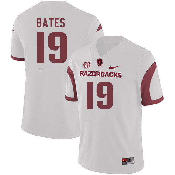 Men #19 Jacob Bates Arkansas Razorbacks College Football Jerseys Sale-White